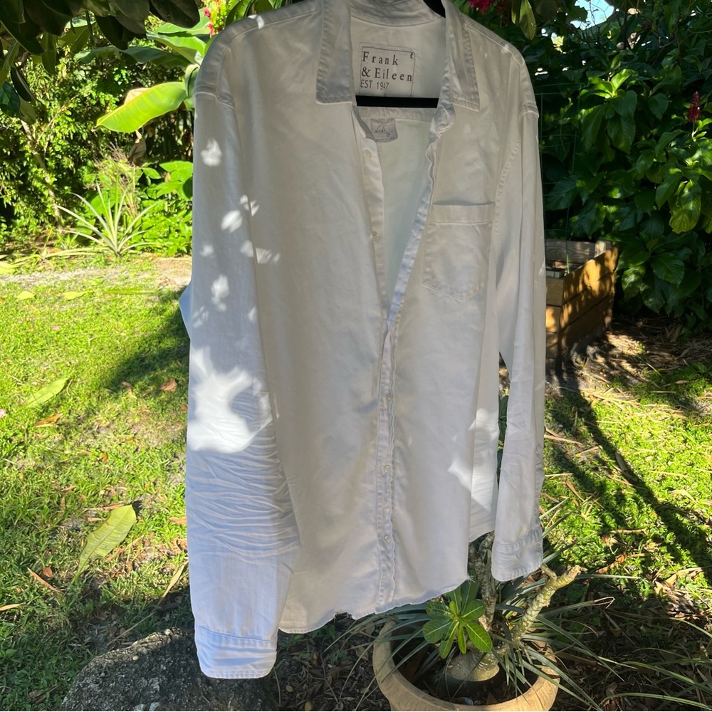 Frank & Eileen White Shirt Luke XL Distressed 100% Cotton